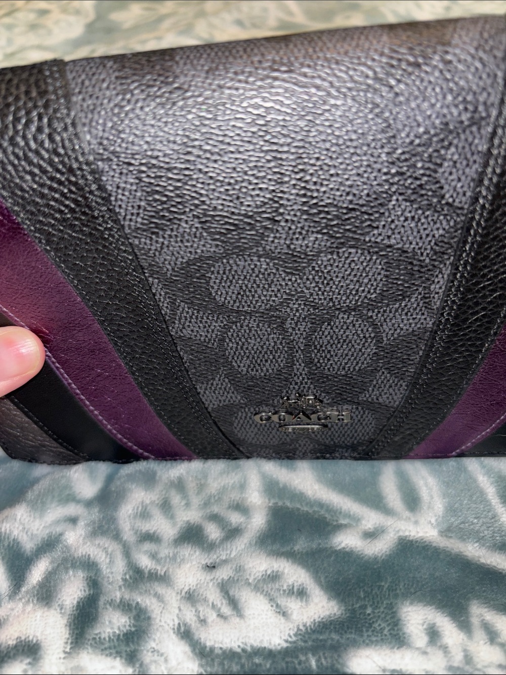 Coach Black Leather Clutch with Metallic Purple Panels - Picture 7 of 11
